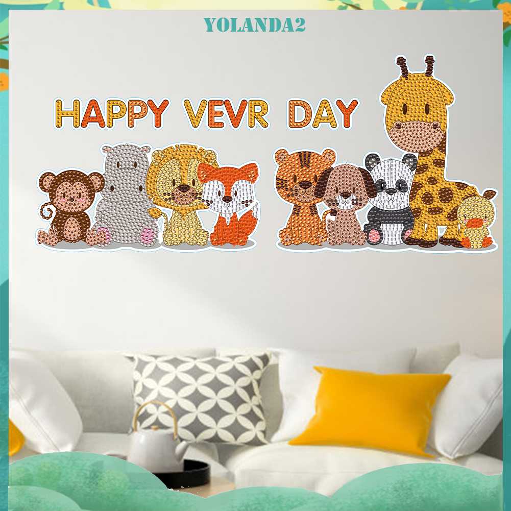 Set 2 Sticker Khảm Đá DIY Hình Động Vật Hoạt Hình Ngộ Nghĩnh Đáng Yêu