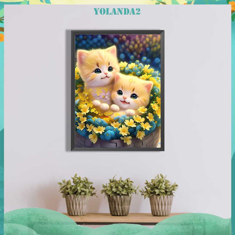 Tranh Đính Đá Kim Cương Toàn Bộ 5D DIY Hình Vẽ Mèo Trang Trí Nhà Cửa
