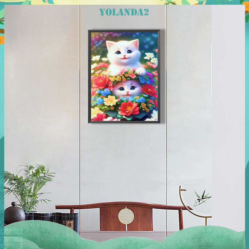 Tranh Đính Đá Kim Cương Toàn Bộ 5D DIY Hình Vẽ Mèo Trang Trí Nhà Cửa