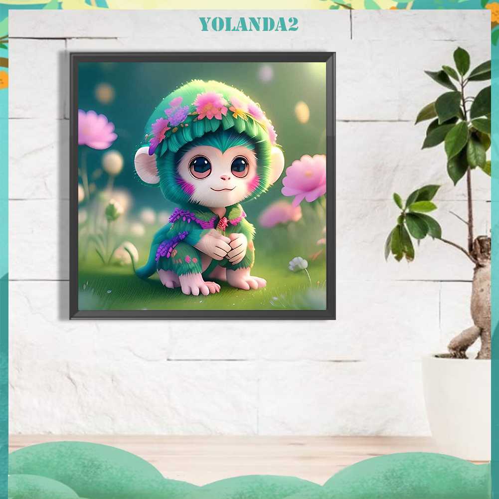 Tranh Đính Đá Kim Cương Toàn Bộ 5D DIY Hình Vẽ Khỉ Dùng Trang Trí Nhà