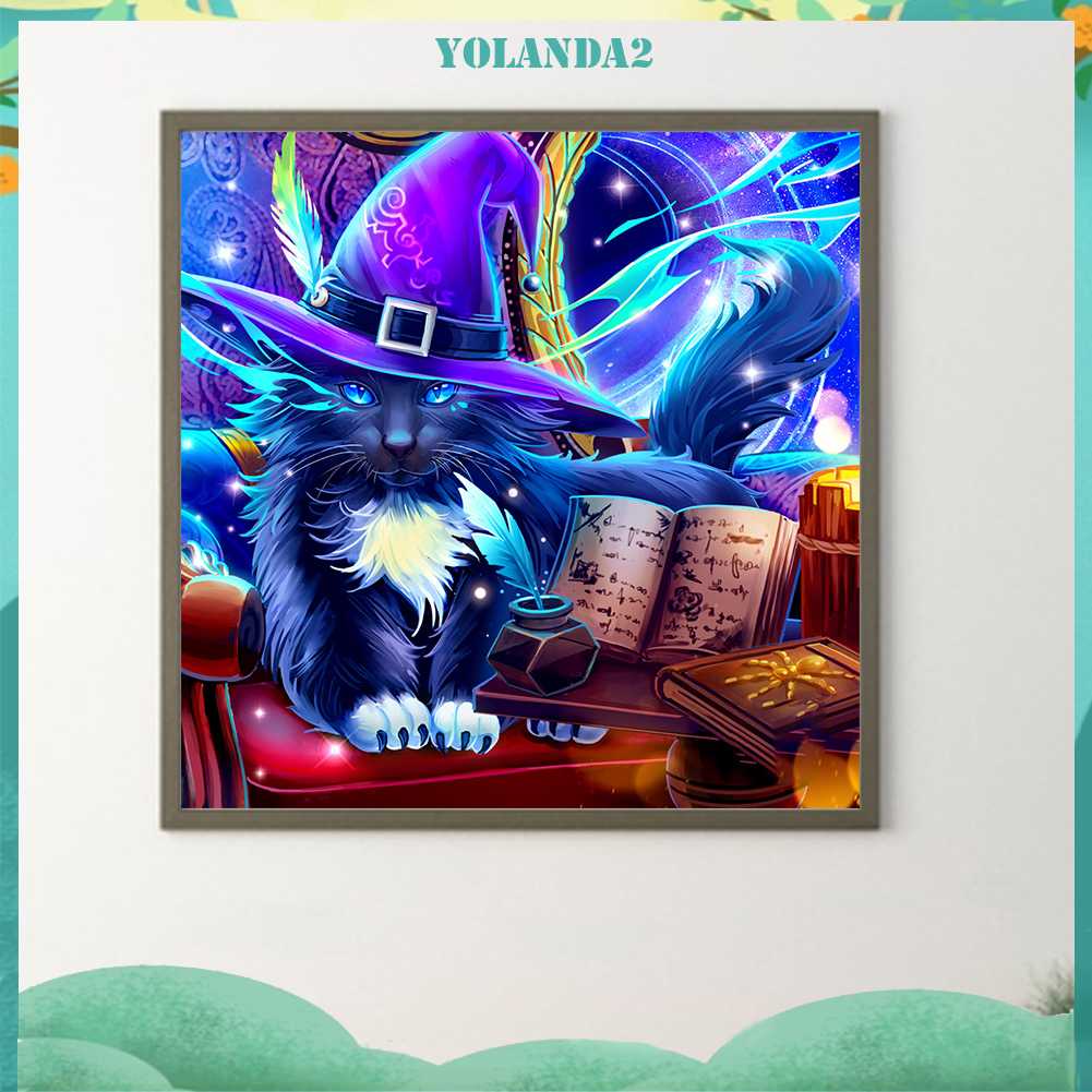 Tranh Đính Đá Kim Cương Toàn Bộ 5D DIY Hình Vẽ Mèo Trang Trí Nhà Cửa