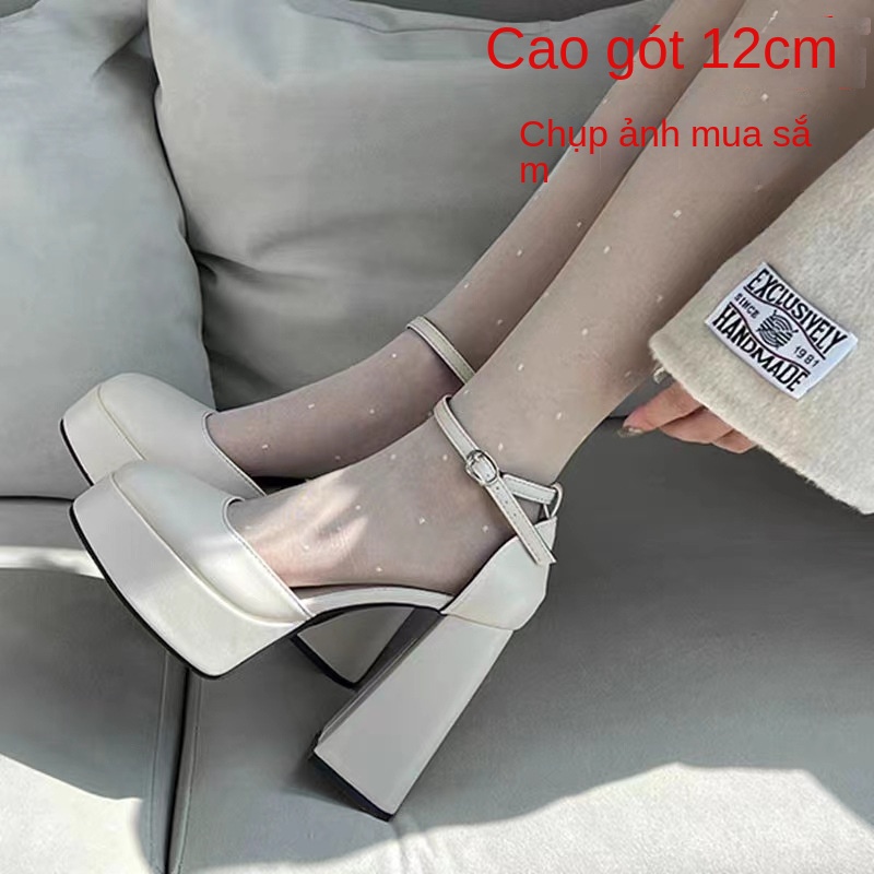Giày Cao Gót 12CM Đế Dày Mũi Vuông Phong Cách Mary Jane