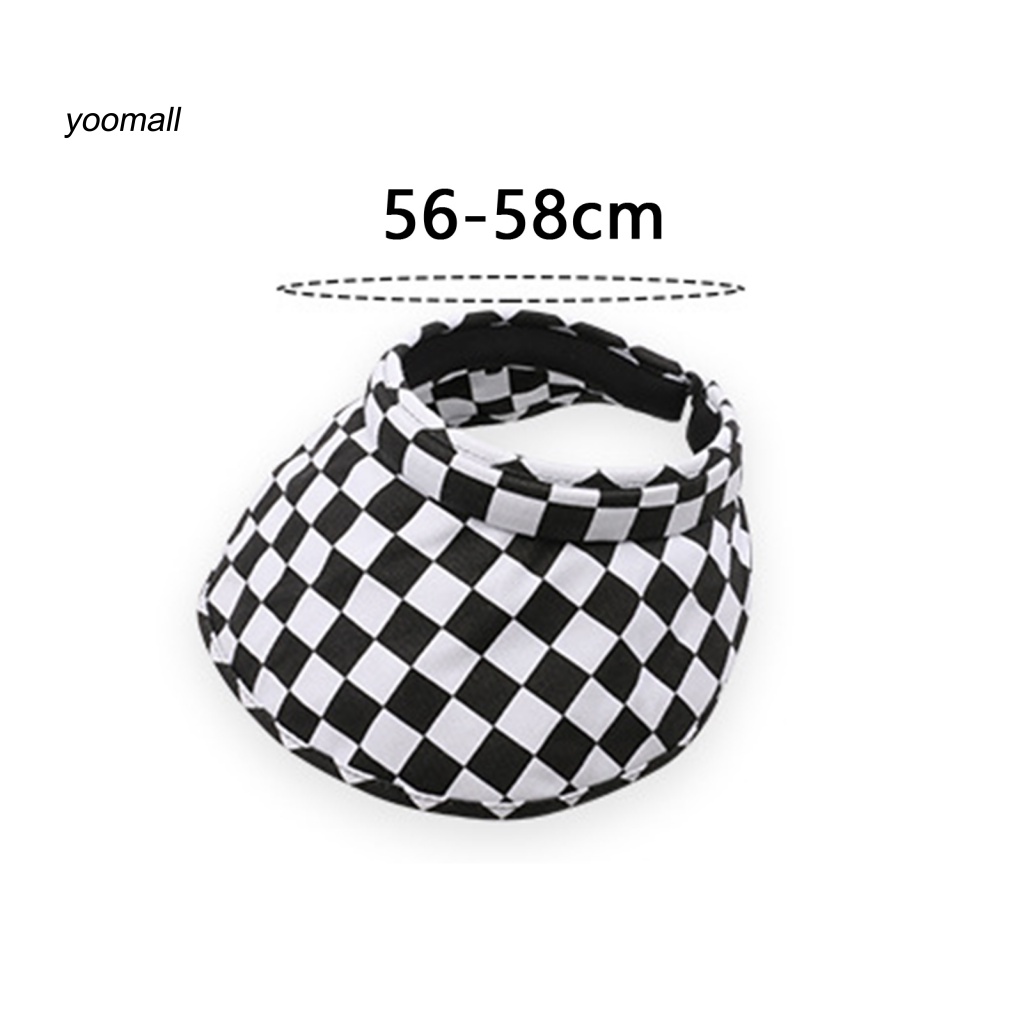 Mũ Rộng Vành Chống Nắng Tia UV Hở Chóp Màu Sắc Tương Phản In Họa Tiết Kẻ Ô Cho Nữ