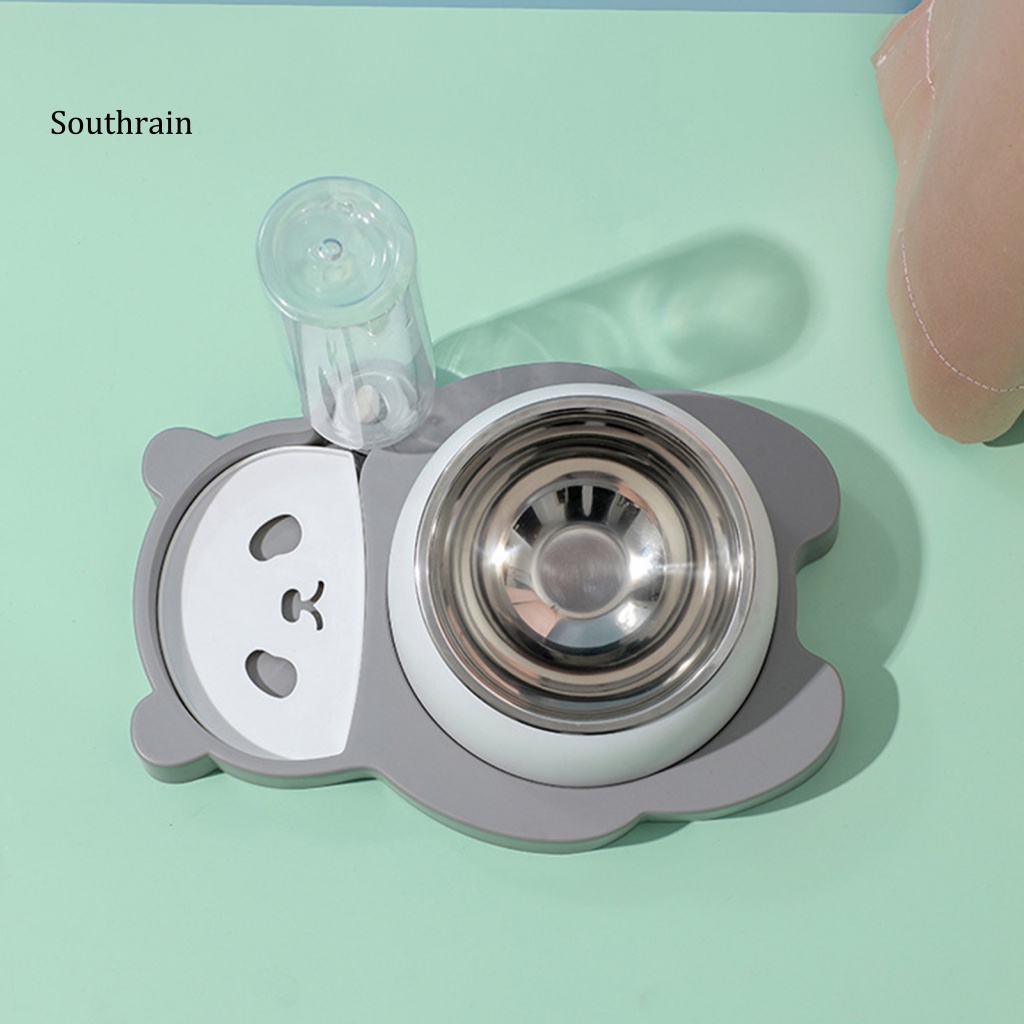 Bát Đựng Thức Ăn Nước Uống Tự Động Bằng Thép Không Gỉ Hình Gấu Trúc Hoạt Hình Cho Thú Cưng
