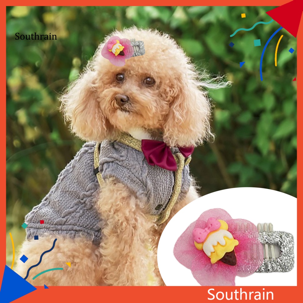 Kẹp Tóc Trang Trí Hình Cây Kem Hoạt Hình Siêu Nhẹ Không Gây Kích Ứng Bằng Thép Titan Dễ Sử Dụng Cho Thú Cưng