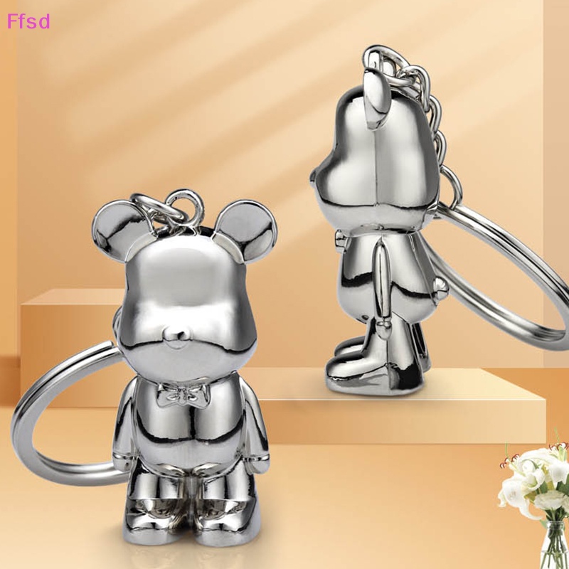 {Ffsd} Móc Khóa Xe Hơi / Túi Đựng Chìa Khóa Hình Gấu Hoạt Hình Bằng Kim Loại Sáng Tạo