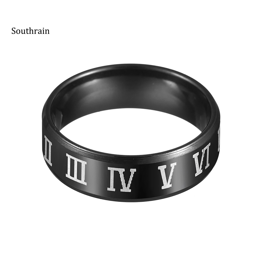 Nhẫn Thép Không Gỉ Sang Trọng In Số La Mã Cho Nam
