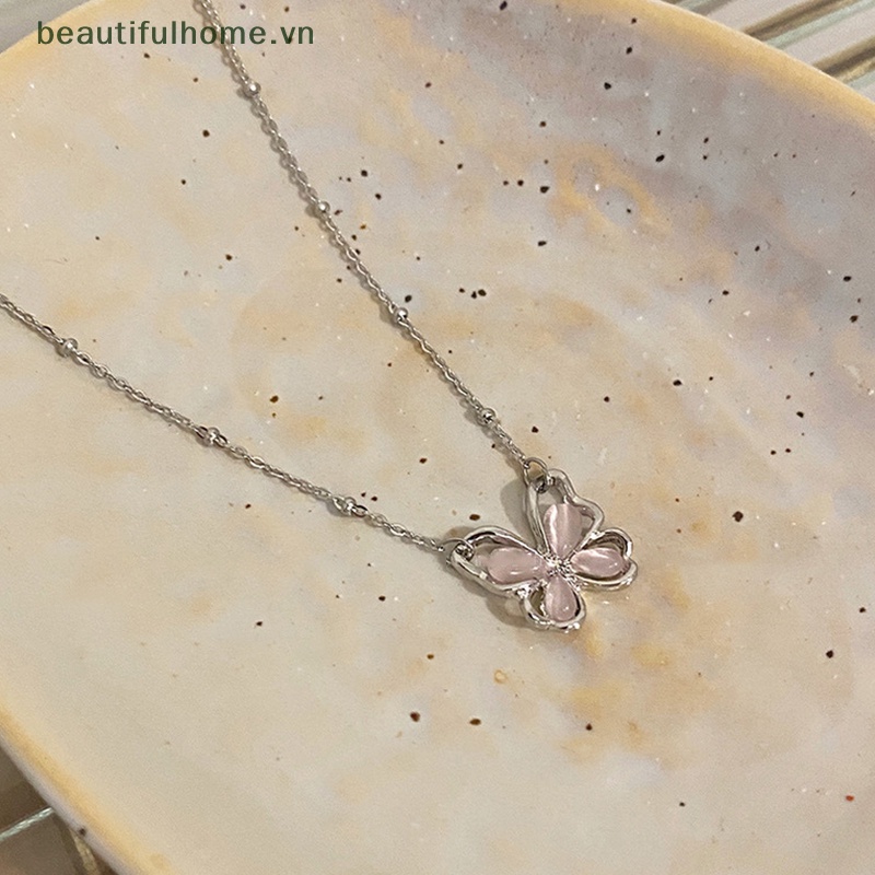 [Đẹp Mắt] Vòng cổ Bạc Mặt Hình Bướm Đính Đá Pha Lê Lấp Lánh Tinh Tế Cho Nữ Làm Quà Tặng Đám Cưới [beauty]