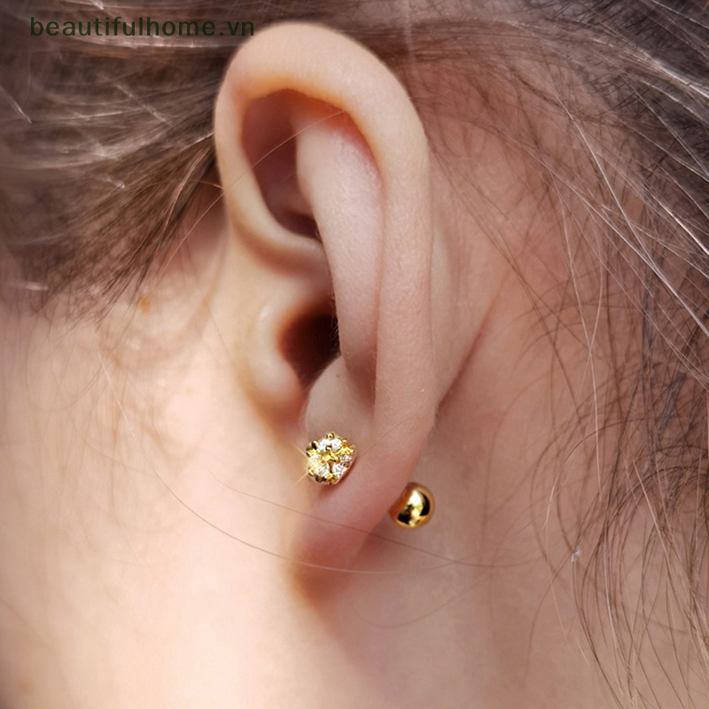 1 Đôi Bông Tai Hình Học Xoắn Ốc Đính Đá Zircon Thời Trang Cho Nữ