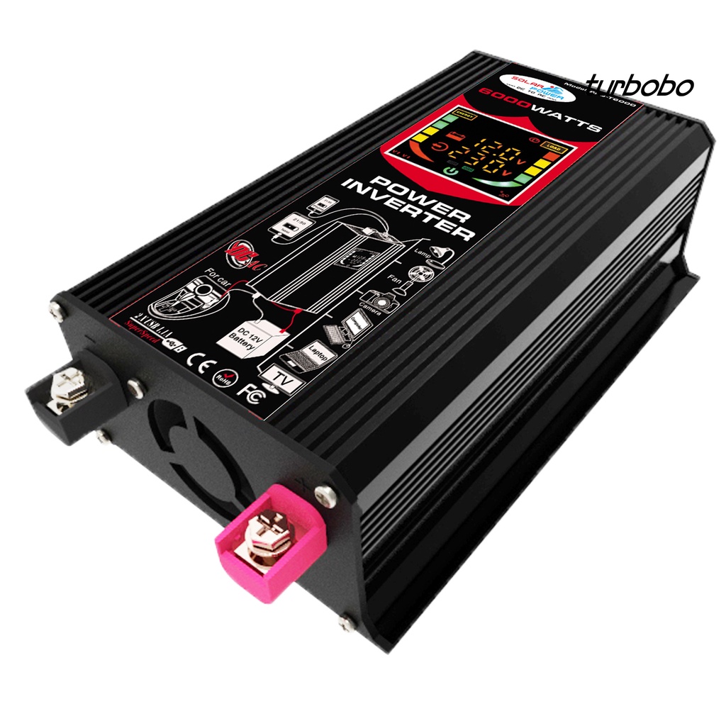 Bộ Chuyển Đổi Nguồn Điện 6000W DC12V Sang AC220V / 110V Màn Hình LCD Thông Minh Cho Xe Hơi