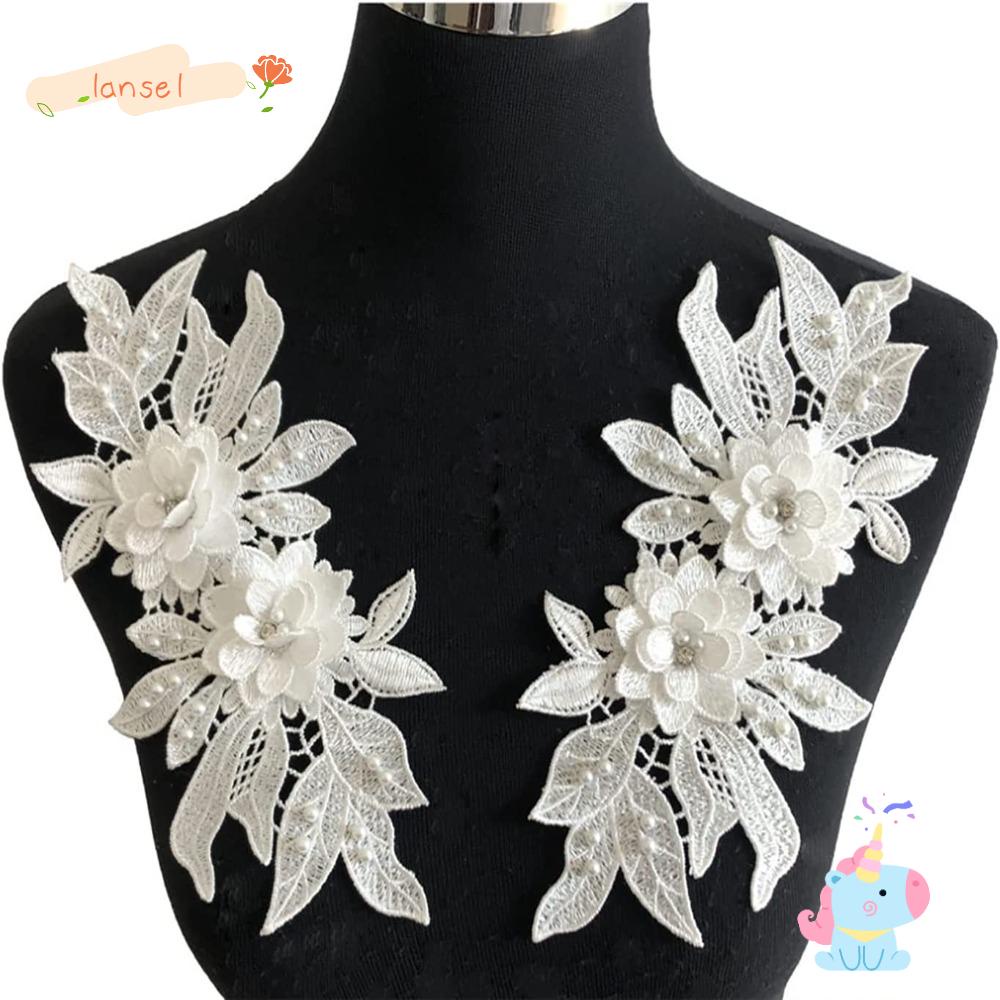 Set 2 Cặp Ren 3D Thêu Họa Tiết Dùng Để Trang Trí Đầm Cưới