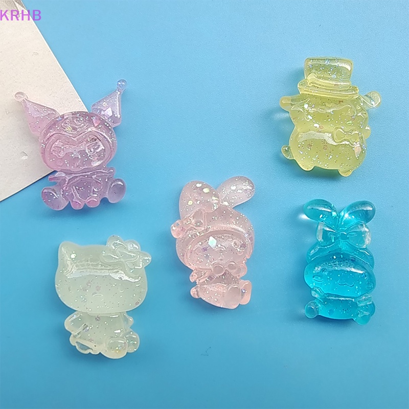 Set 10 Phụ Kiện Trang Sức Tự Làm Hình Cún Cinnamon Dạ Quang Kulomi Meimei Bằng Nhựa Resin Mới