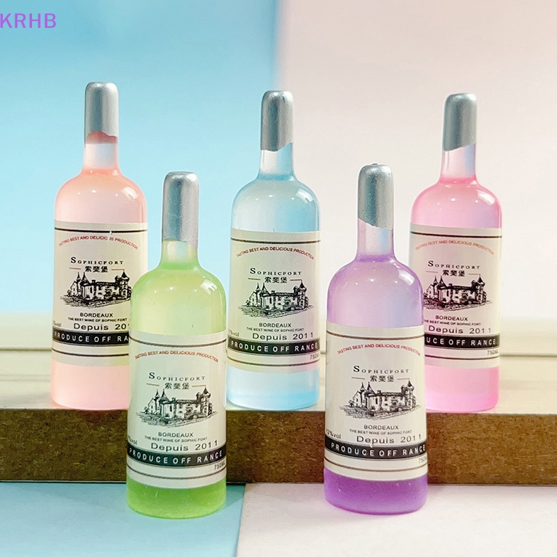 Set 5 Mô Hình Chai Rượu Vang Dạ Quang Trang Trí Nhà Búp Bê Mới