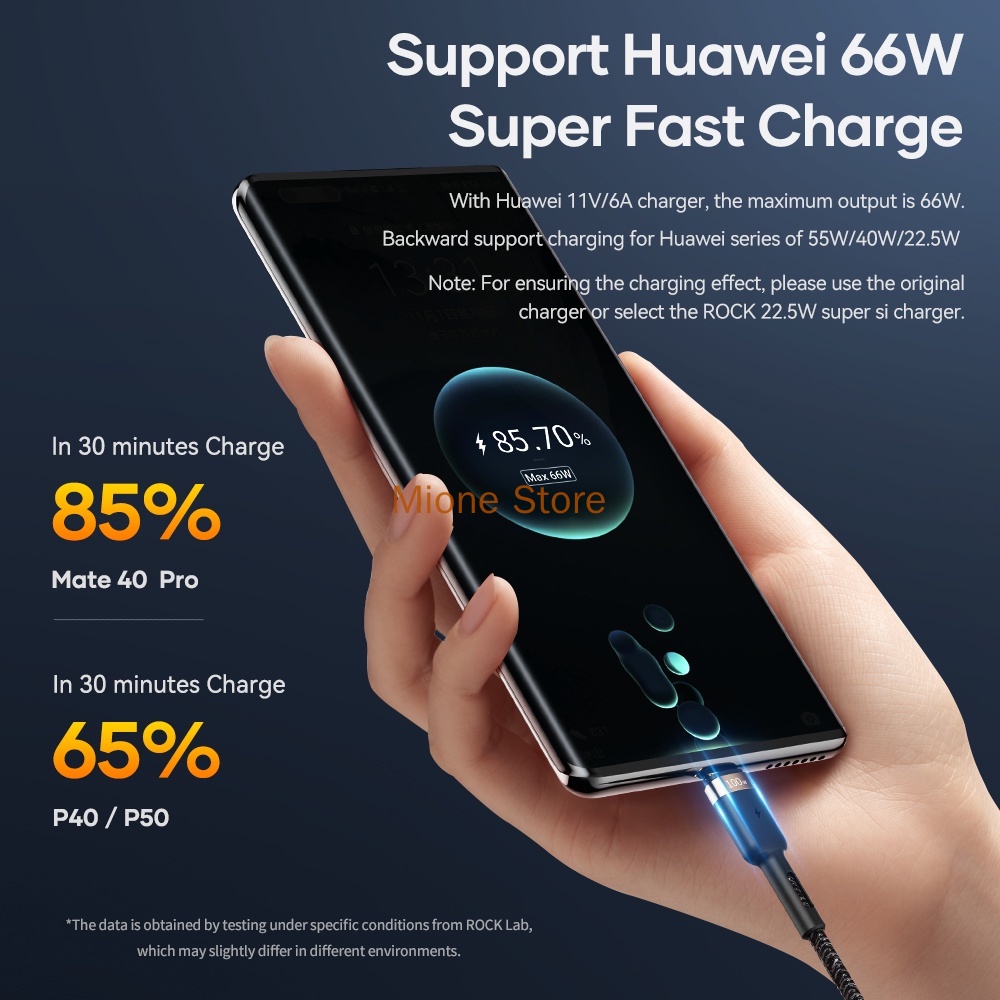 Cáp Sạc Nhanh 6A Mione USB Type C 66W Cho Xiaomi ĐiệN ThoạI Android