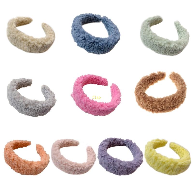 Băng Đô Cài Tóc Vải Lông Dày Dặn Màu Sắc Kẹo Ngọt Thời Trang Mùa Đông