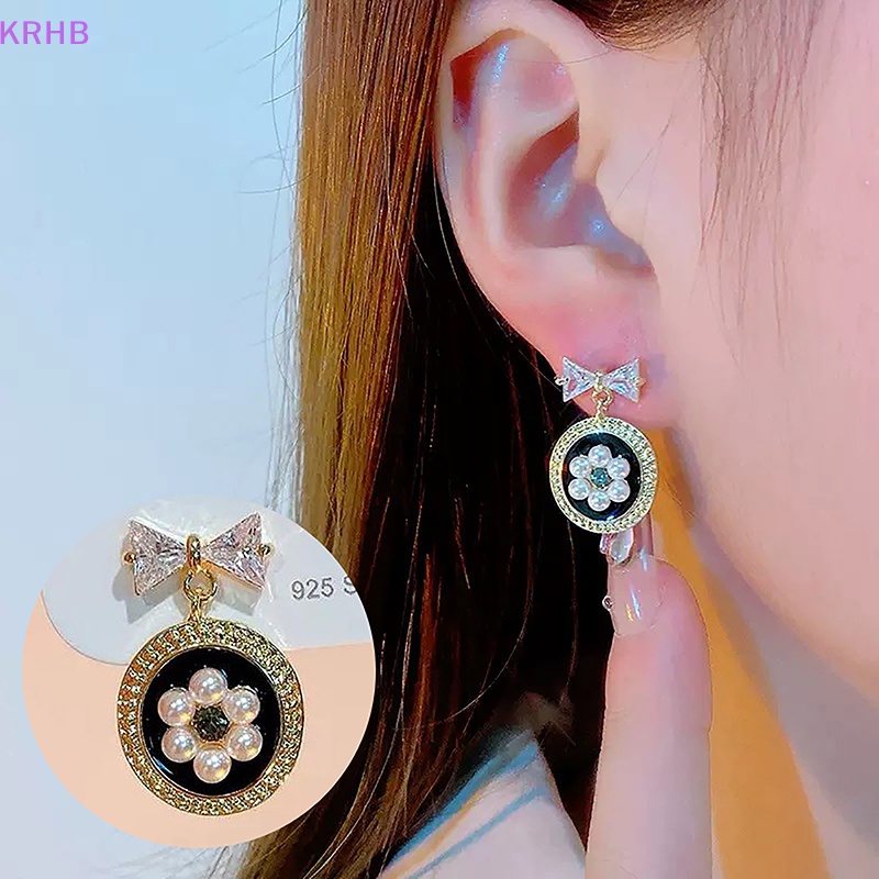 1 Đôi Khuyên Tai Đính Nơ Và Ngọc Trai Phong Cách Vintage Dành Cho Nữ Mới