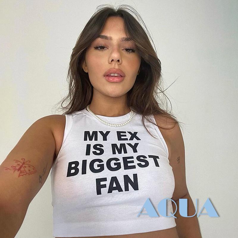 Áo Tank Top Sát Nách Cổ Tròn In Chữ Thời Trang Mùa Hè Cho Nữ