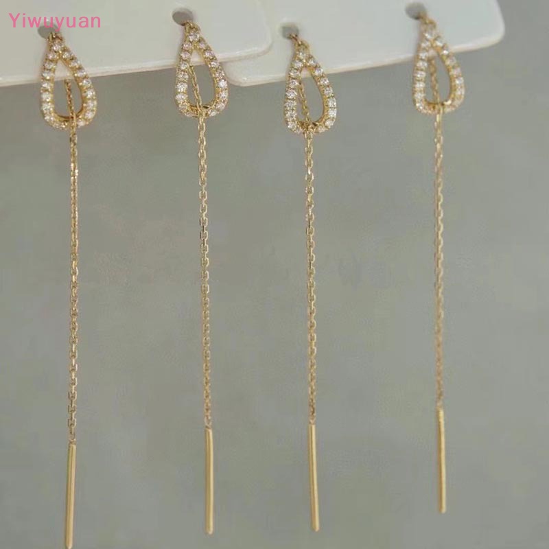 1 Đôi Bông Tai Dáng Dài Đính Đá Thời Trang Mới Cho Nữ