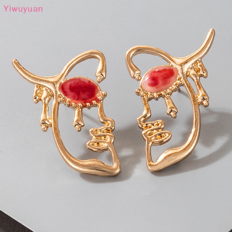 < Yiwuyuan > Khuyên Tai Thả Mặt Người Rỗng Phong Cách Punk Cổ Điển Thời Trang Nữ Mới