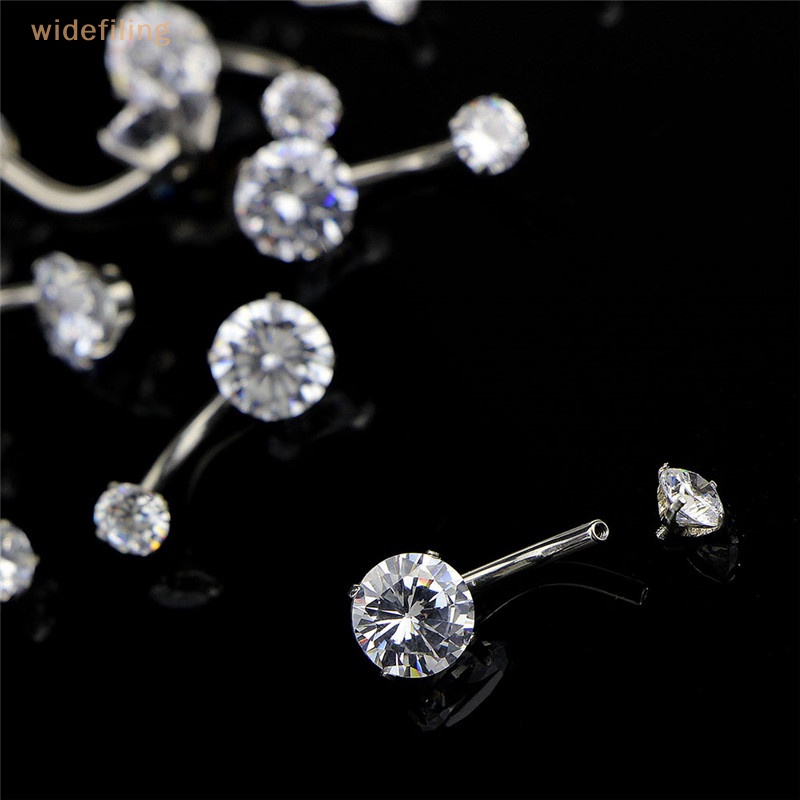 Khuyên Rốn Thép Bản Rộng Đính Đá Pha Lê Đẹp Mắt