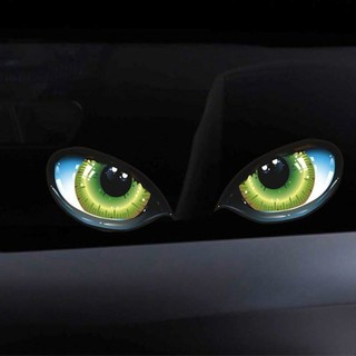 3D Stereo Reflective Cat Eyes Car Sticker Adhesive Rearview Mirror Decal