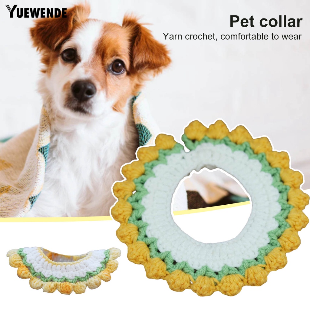 Yq.e Vòng Cổ Đan Len Thủ Công Viền Hình Hoa Tulip Thoải Mái Cho Thú Cưng