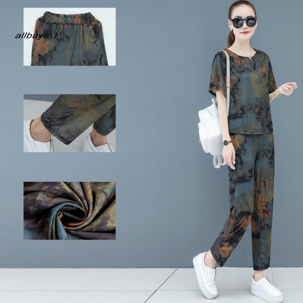 Set 2 Món Áo Tay Ngắn Phối Quần Dài Thời Trang Trẻ Trung