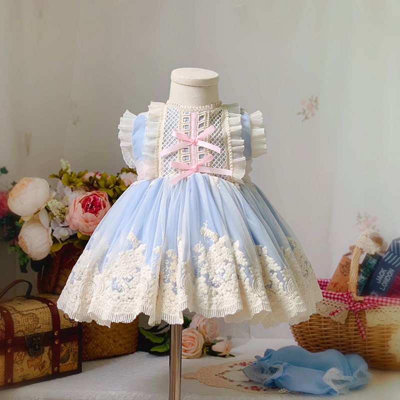 Đầm Công Chúa Tay Ngắn Phong Cách Lolita Thời Trang Mùa Hè 2023 Dành Cho Bé Gái