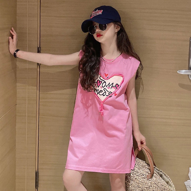 Đầm Cotton Sát Nách Phong Cách Phương Tây Thời Trang Mùa Hè Mới Cho Bé Gái