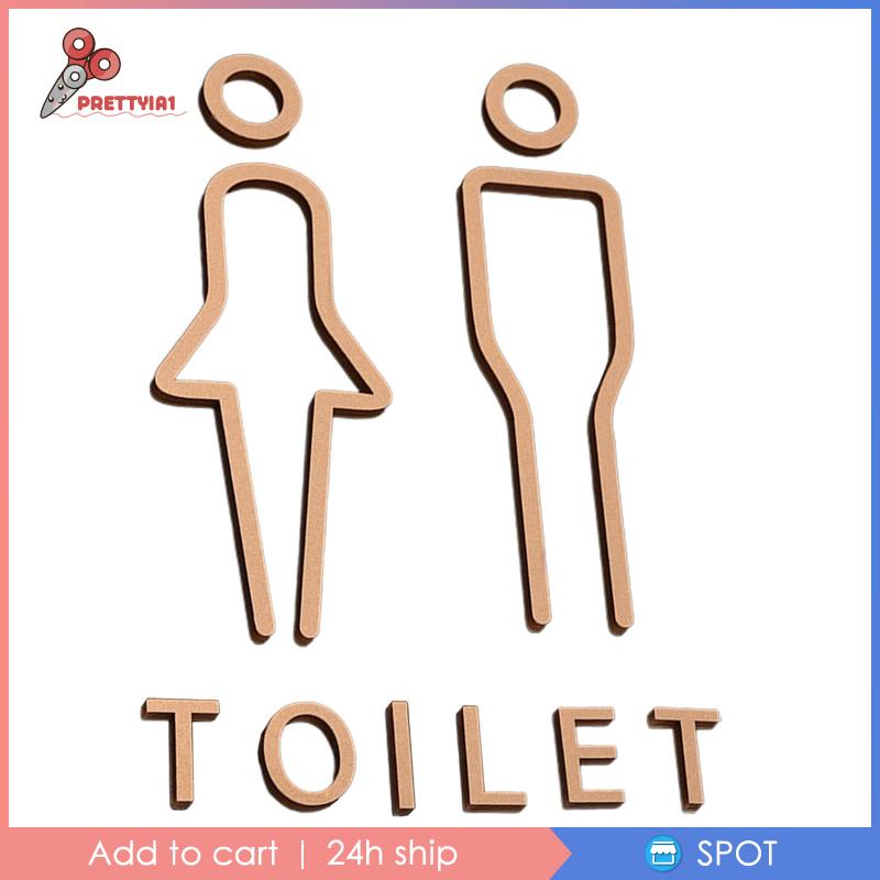 [Prettyia1] Set 2 Bảng Hiệu Toilet Phong Cách Bắc Âu Không Cần Khoan