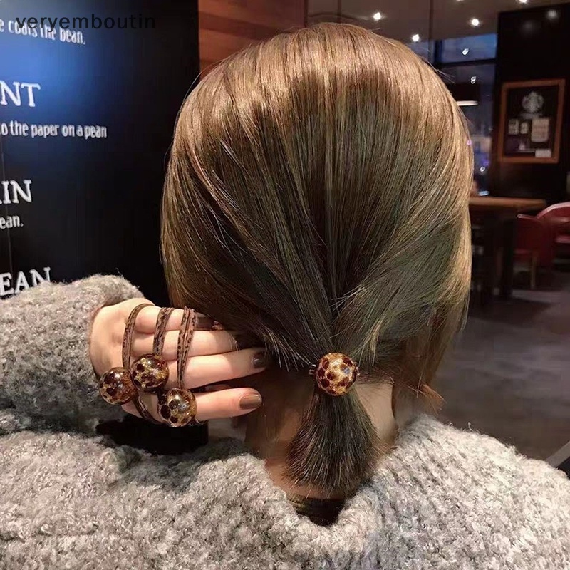 Dây Cột Tóc Cao Su Co Giãn Cao Họa Tiết Da Báo Phong Cách Hàn Quốc Ins n