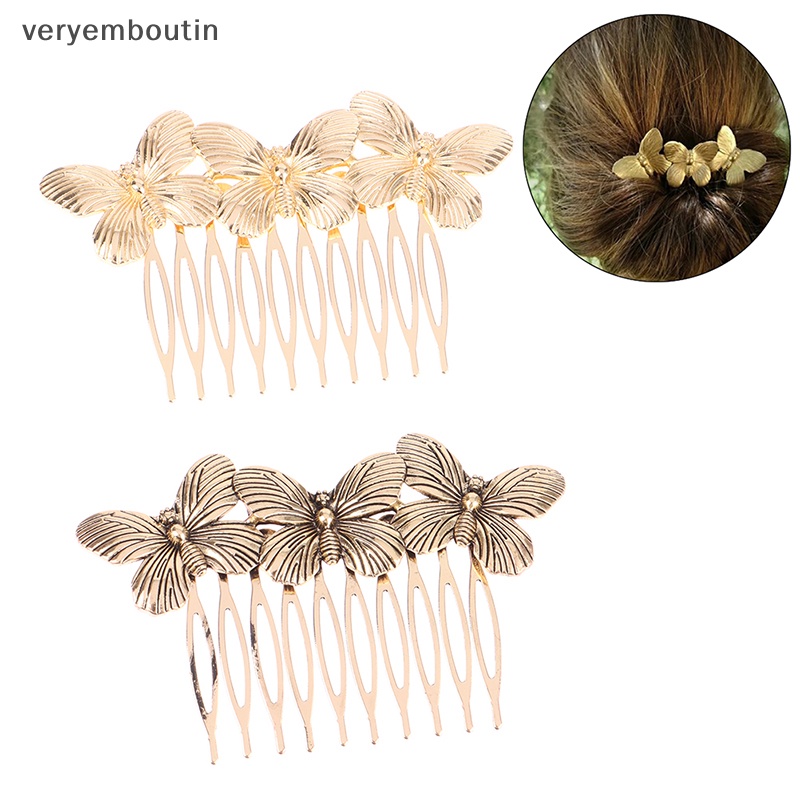 Lược Cài Tóc Kim Loại Hình Bướm Vintage Thanh Lịch Cho Nữ