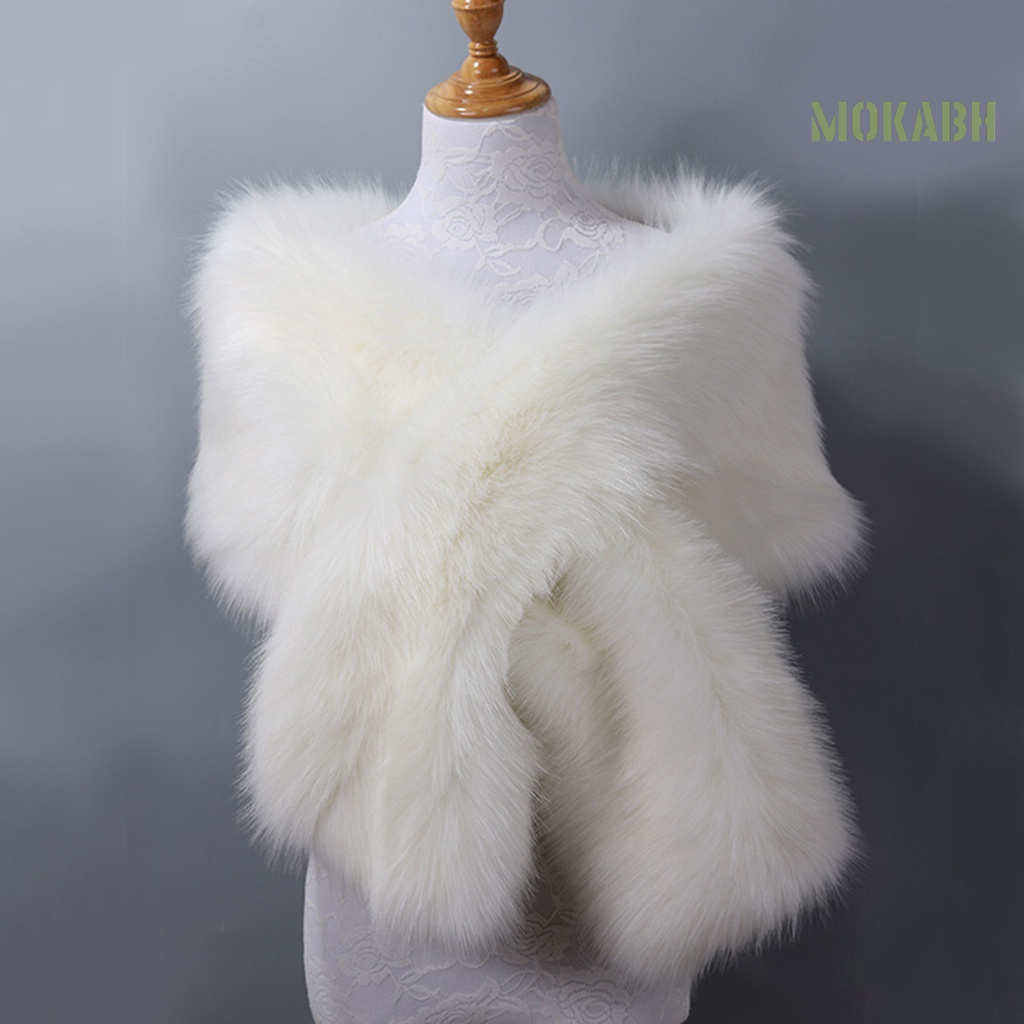 [Mokabh] Khăn Choàng Lông Giả Màu Trơn Dày Dặn Dáng Dài Phong Cách Đường Phố Mùa Thu Đông Cho Nữ