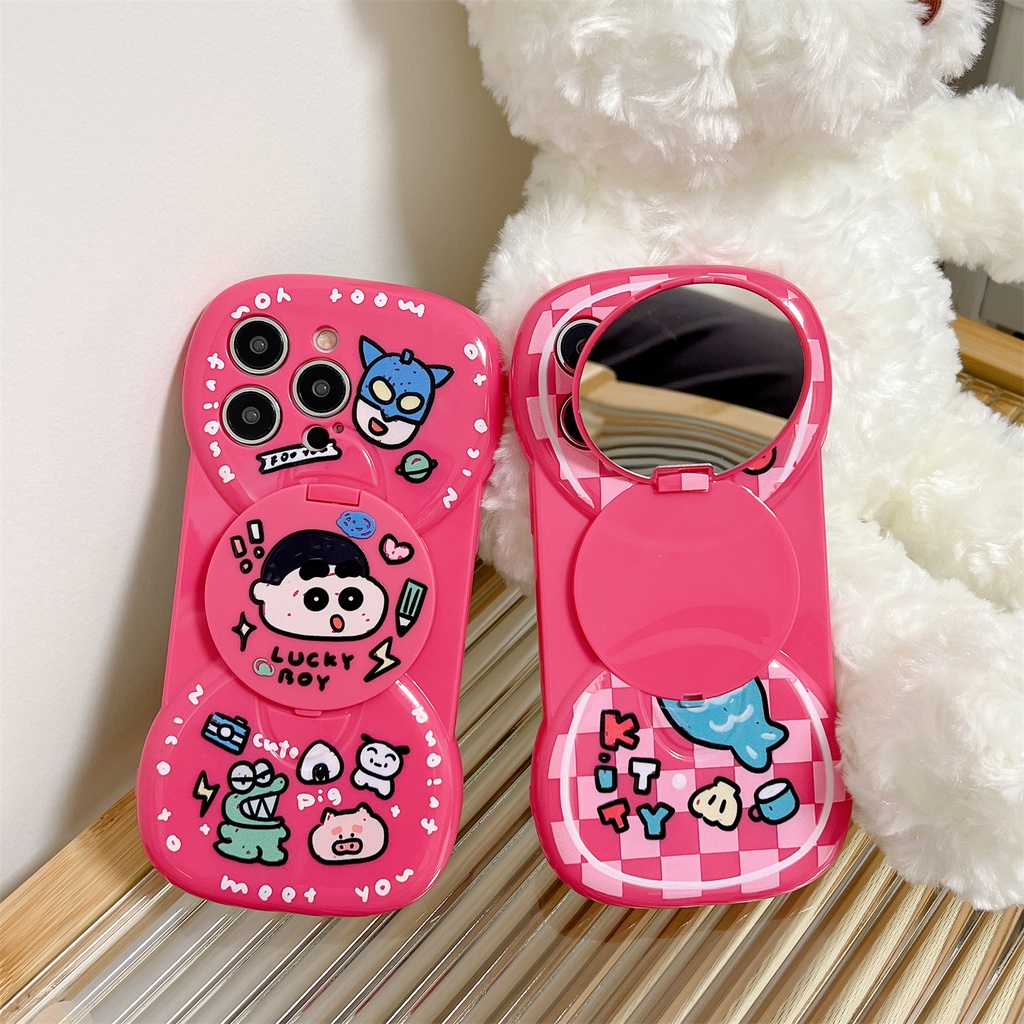 Bao Da Điện Thoại Nắp Lật Tráng Gương Họa Tiết Mèo Hoạt Hình Cho iPhone 14 12 13 11 PRO MAX