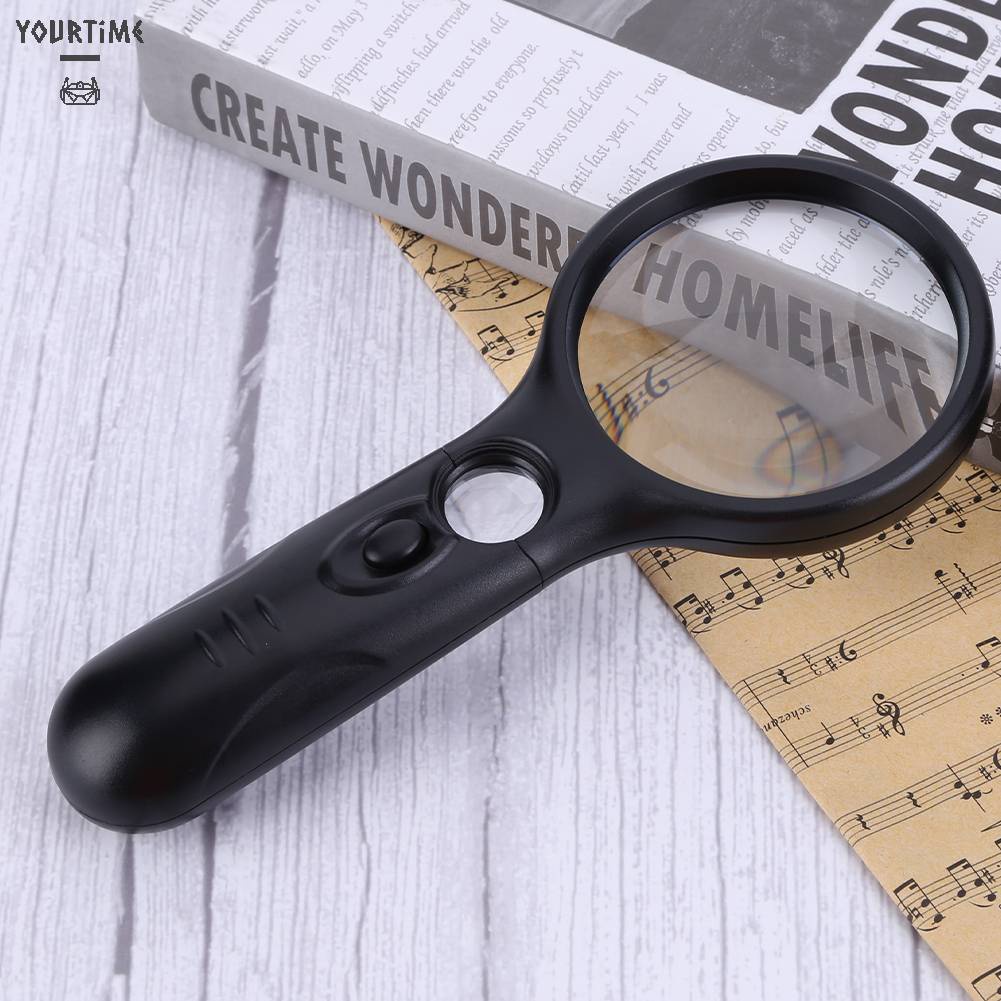 Kính Lúp Cầm Tay 3X 45X Có Đèn Dùng Đọc Sách Tiện Dụng