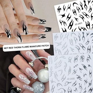 Miếng dán trang trí móng tay hình ngọn lửa hoạt hình dễ thương