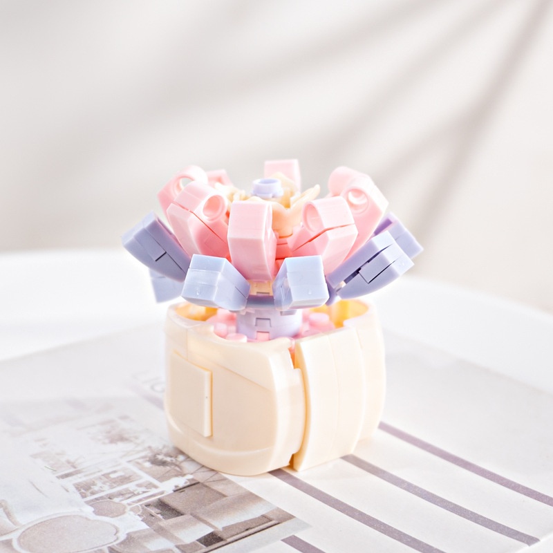 Sản phẩm đồ chơi sinh động Chậu Hoa Sen Đá Sáng Tạo siêu đẹp với Mô hình hoa Đồ Chơi Lắp Ráp độc đáo Đồ trang trí