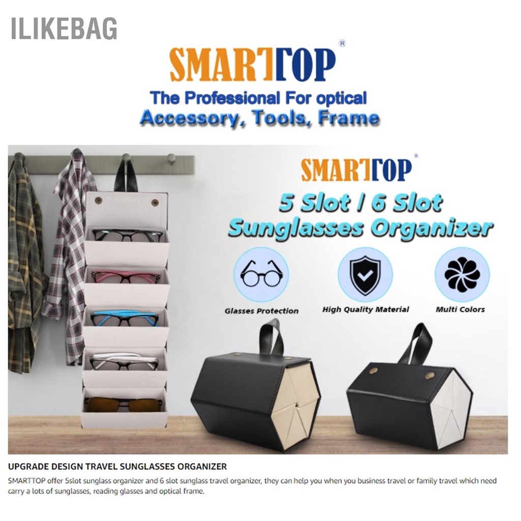 Ilikebag Kính Mát Tổ Chức Ốp Lưng Đa Năng Nhiều Khe Da PU Du Lịch Lưu Trữ Trang Sức