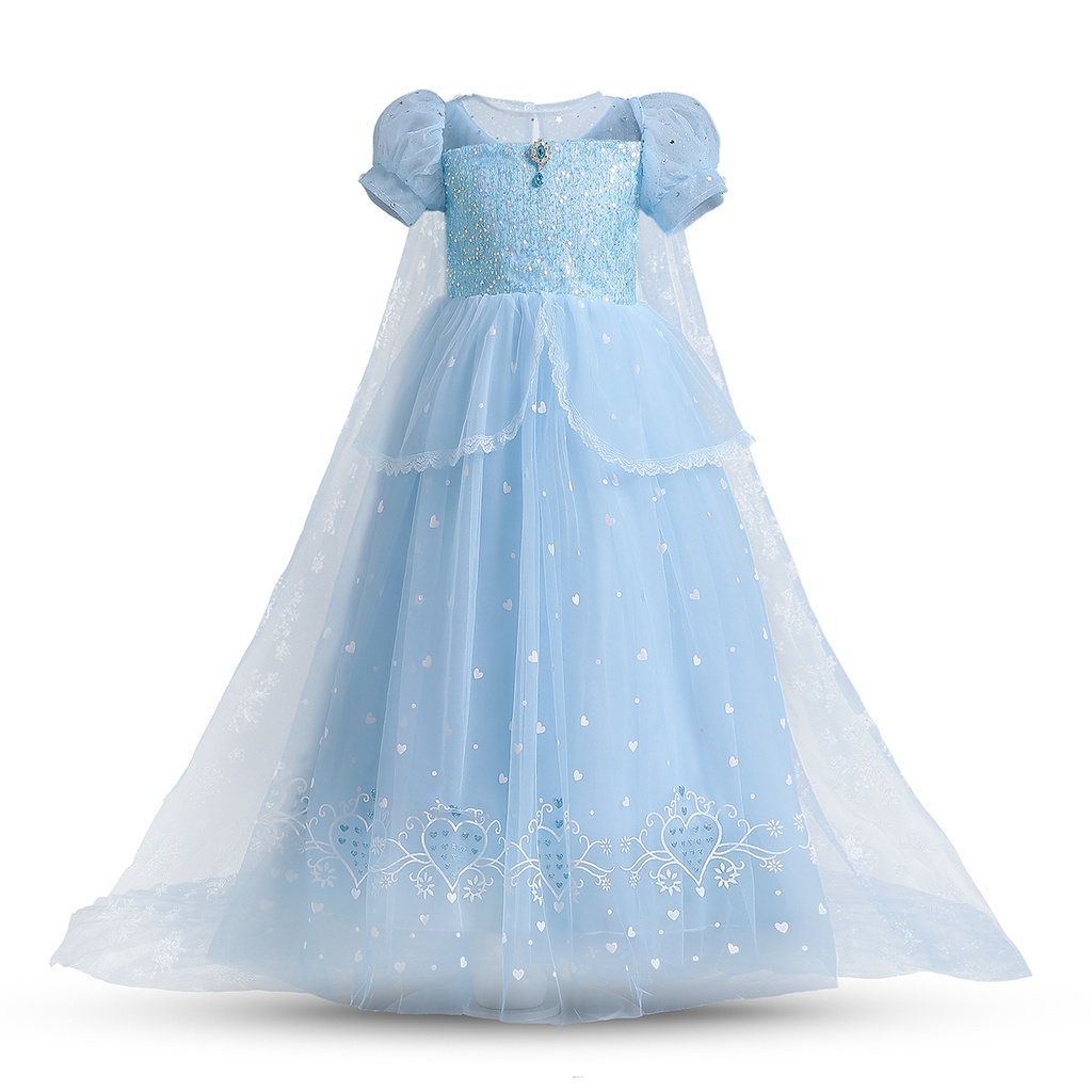 Đầm Công Chúa Elsa Hóa Trang Halloween 2023 Dành Cho Bé Gái