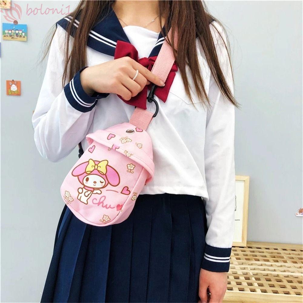 Túi Đeo Chéo Ngực Đựng Điện Thoại Vải Canvas In Hình Thỏ Cinnamoroll Đáng Yêu