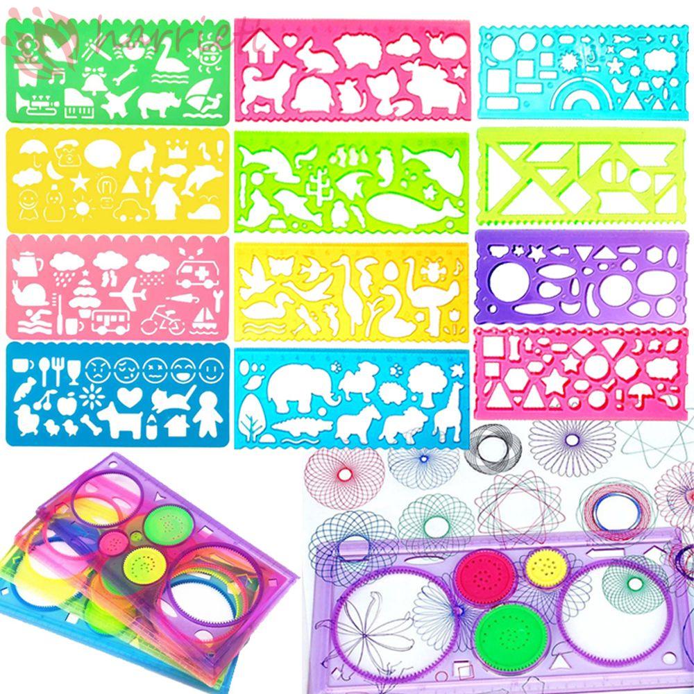 Bộ 13 / 4 Thước Vẽ Hình Học / Động Vật Dễ Thương Đa Năng Tiện Dụng Cho Bé