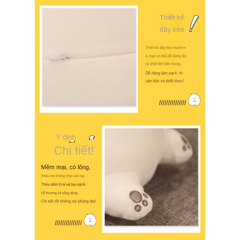 Gối Tựa Đầu Hình Gấu Bắc Cực Nhồi Bông Mềm Mại Dễ Thương Cho Bé Gái