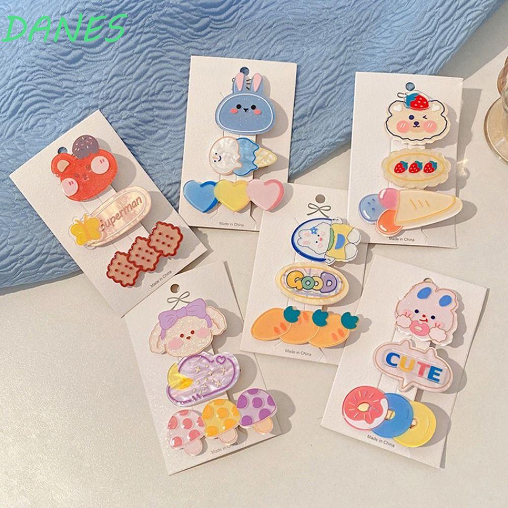 Bộ Kẹp Tóc Bằng Acrylic Hình Thỏ Hoạt Hình Dễ Thương Cho Bé Gái