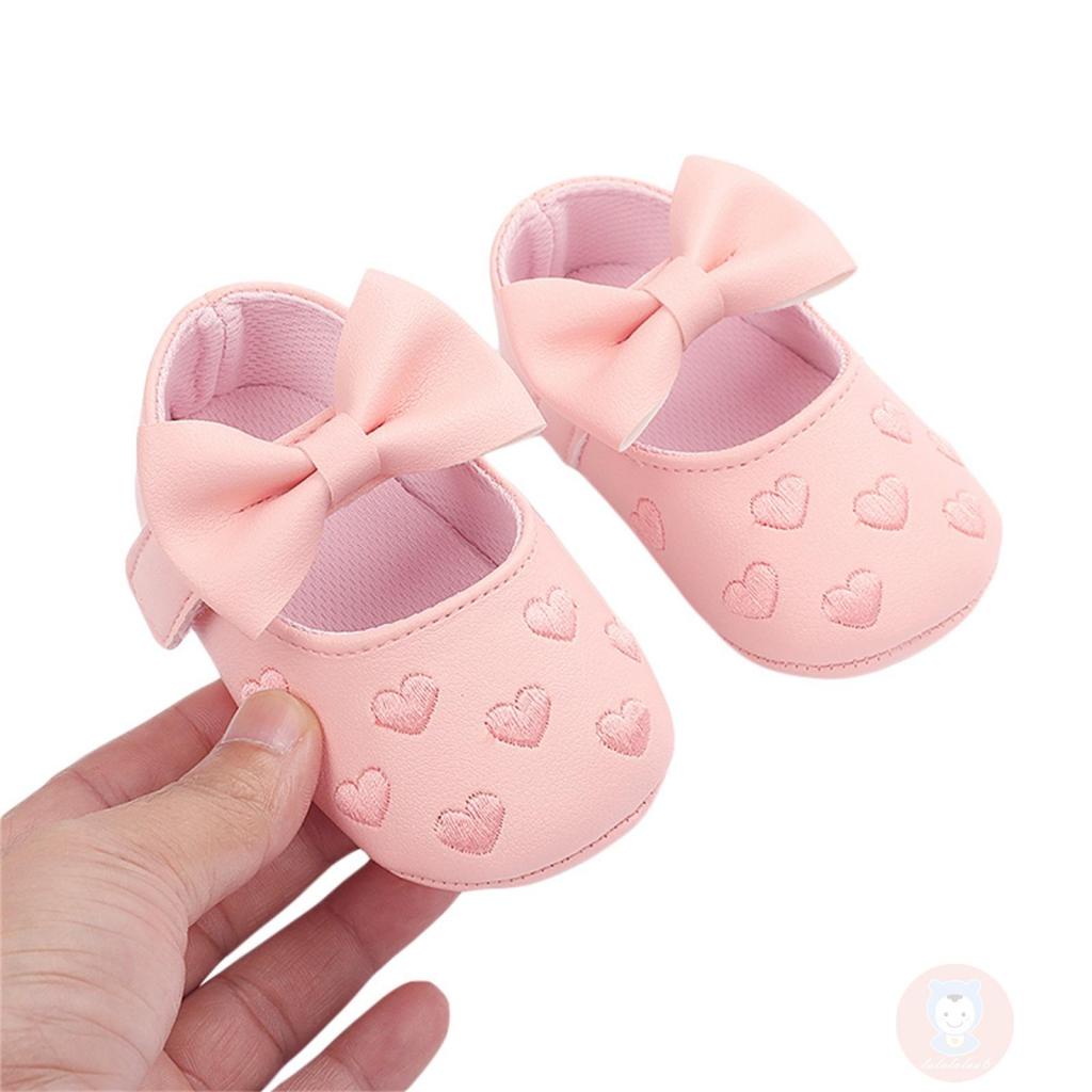 Giày Búp Bê Da PU Đế Mềm Đính Nơ Xinh Xắn Cho Bé Gái LAA6-Baby