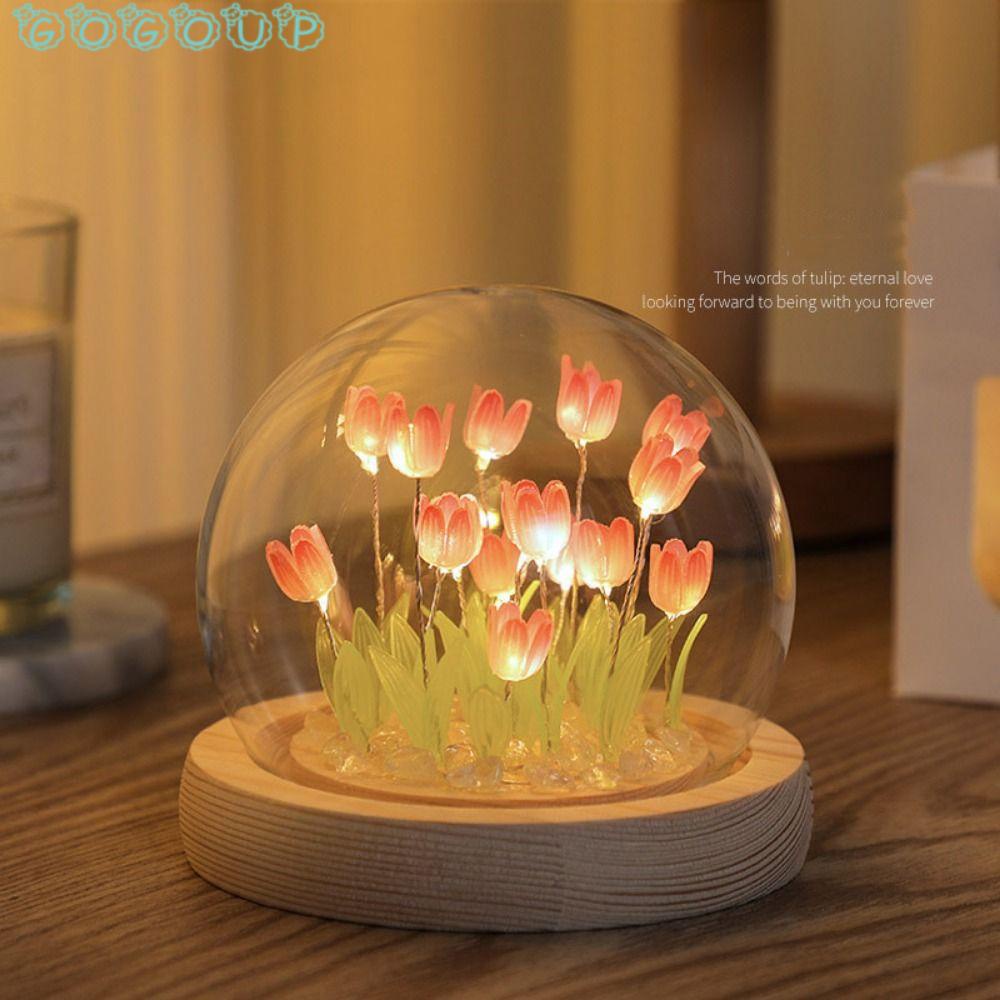 Đèn Ngủ Để Bàn Hình Hoa Tulip Phát Quang Kèm Cáp USB Độc Đáo Trang Trí Nhà Cửa DIY