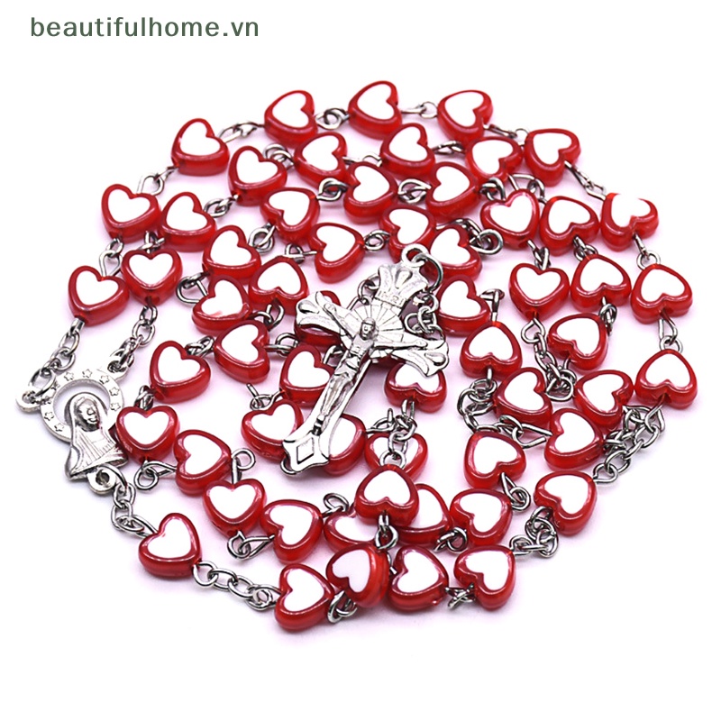 [beautifulhome] Dây Chuyền Mặt Thánh Giá / Trái Tim Màu Đỏ Thời Trang Làm Quà Tặng Cho Nữ