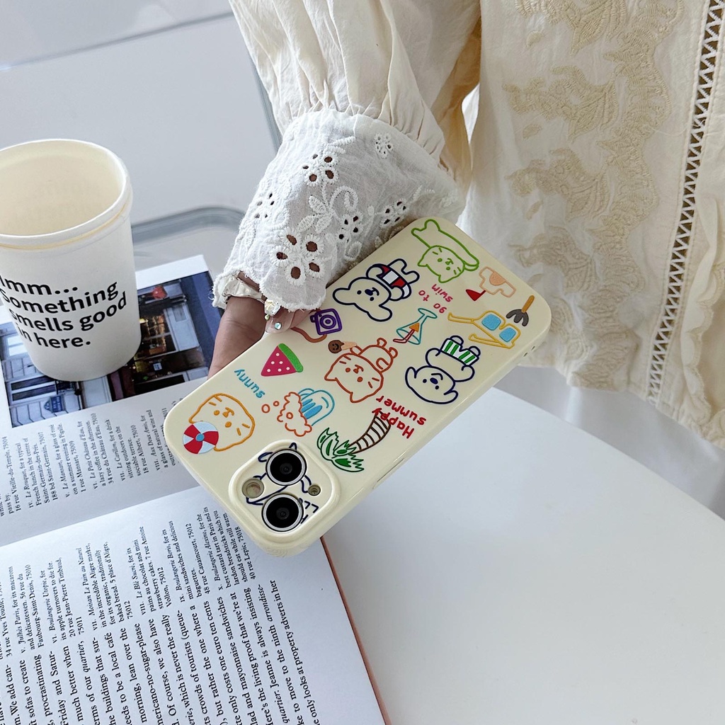 Ốp Điện Thoại Mềm Hình Mèo Hoạt Hình Đơn Giản Chống Sốc Cho iphone 12 13 11 14 Pro Max 12Pro 13Pro