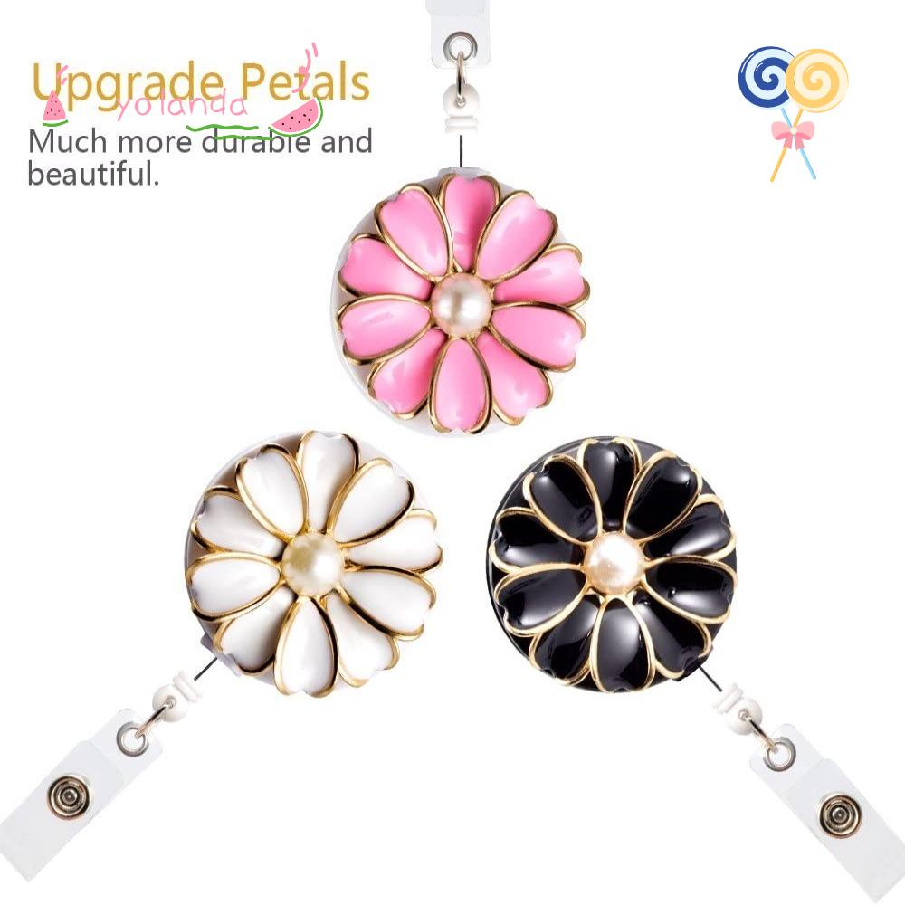 YOLA Bộ 3 Kẹp Cá Sấu Thiết Kế Hoa Trắng Chuyên Dụng Cho Văn Phòng