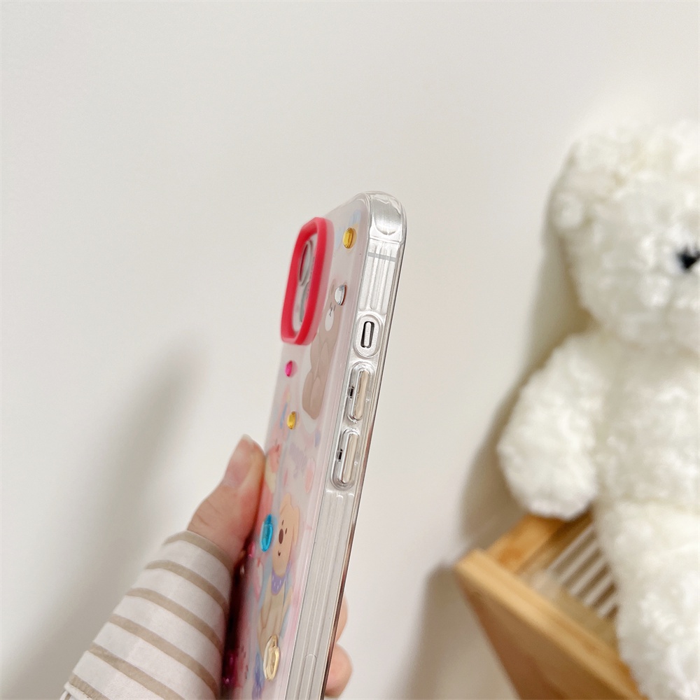 Ốp Điện Thoại TPU Mềm Trong Suốt Họa Tiết Gấu Hoạt Hình Chống Rơi Cho iPhone 14 13 12 11 Pro Max
