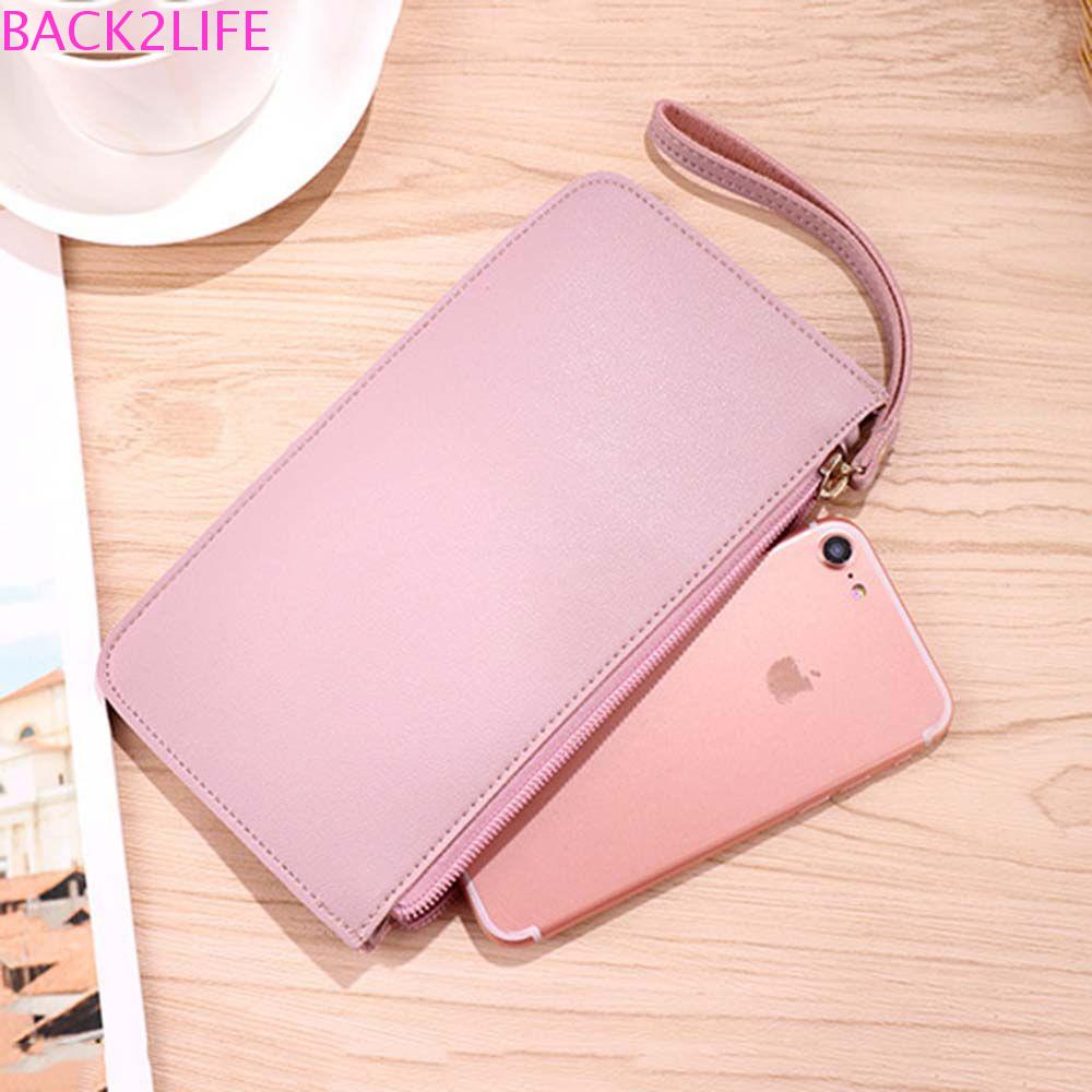 Ví Da PU Dài 2Life Đựng Thẻ / Tiền / Điện Thoại Có Khóa Kéo